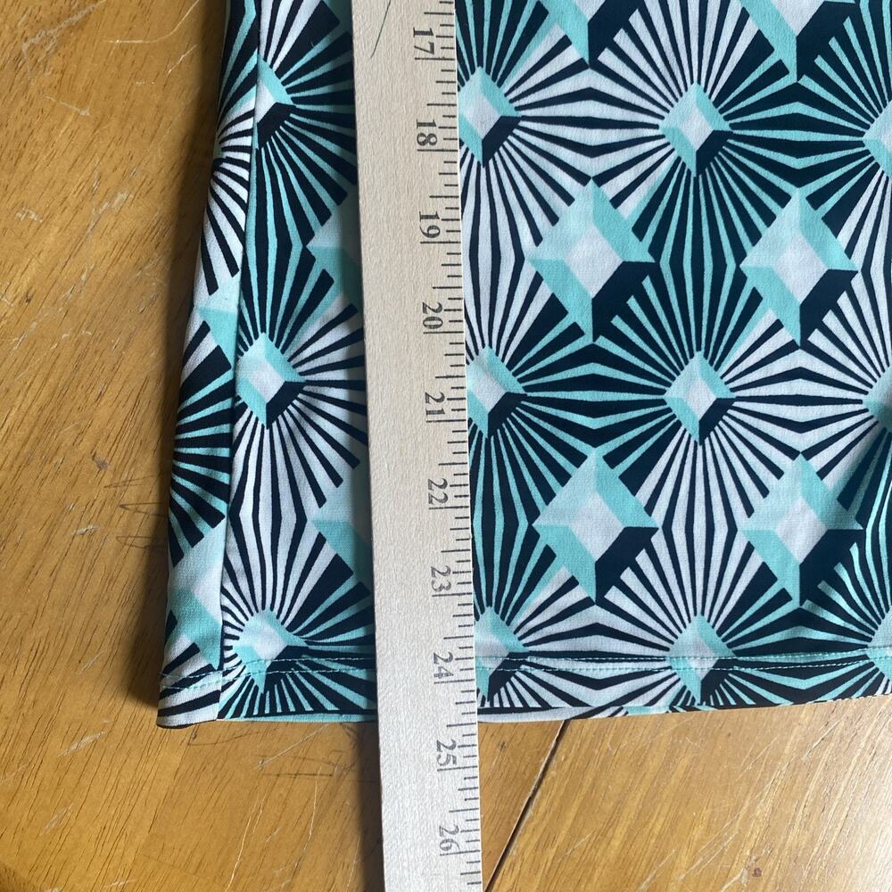 Worthington Top XL Womens Geometric Blue SS Puff Pullover Blouse Colorful Print - Picture 9 of 11